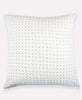hand embroidered white euro sham with detailed cross stitch pattern