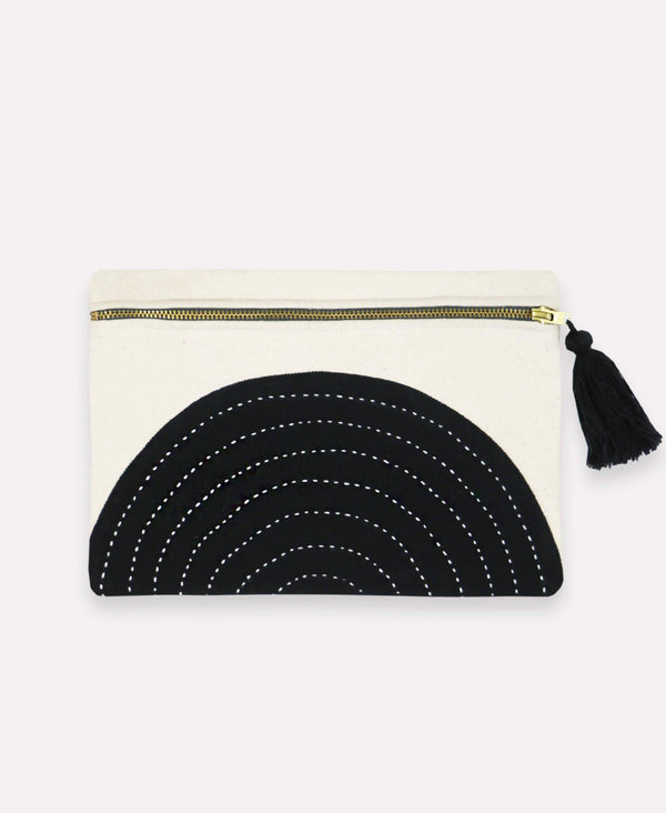 Monochromatic pouch clutch handmade by artisans in India