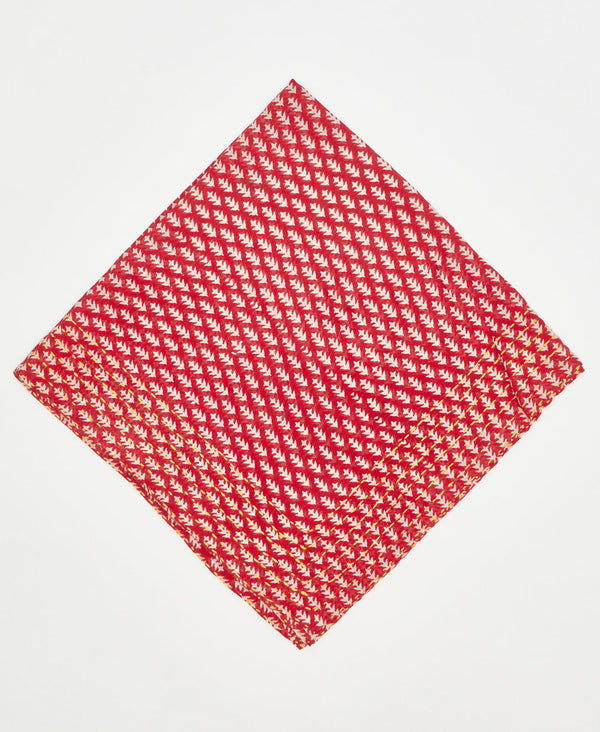red cotton bandana with white leaves