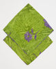 Artisan made green and purple floral vintage cotton bandana 