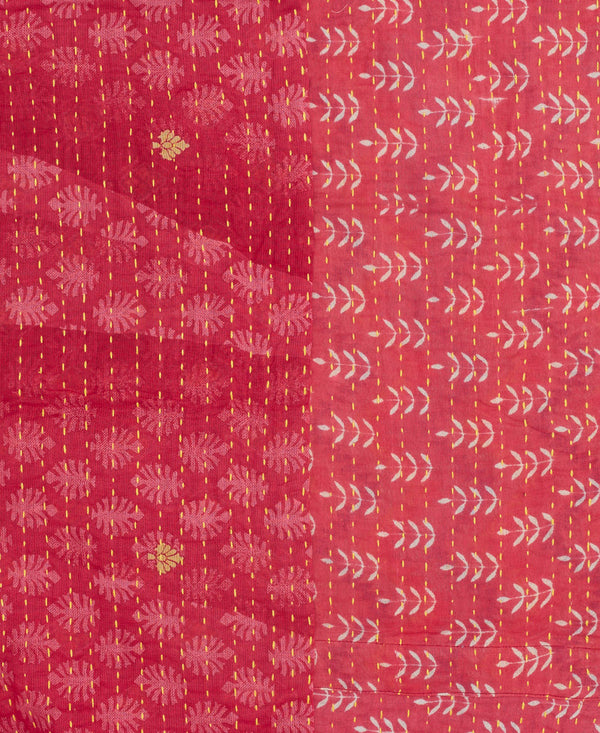 magenta circle scarf with yellow traditional kantha stitching