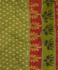  Kantha quilt throw featuring yellow traditional kantha hand stitching.