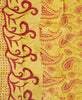 Red and yellow vintage sari quilt featuring kantha stitching  on a kantha quilt throw 
