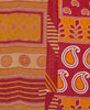orange geometric Kantha quilt throw made of recycled vintage saris
