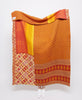 Artisan made yellow geometric kantha quilt throw  
