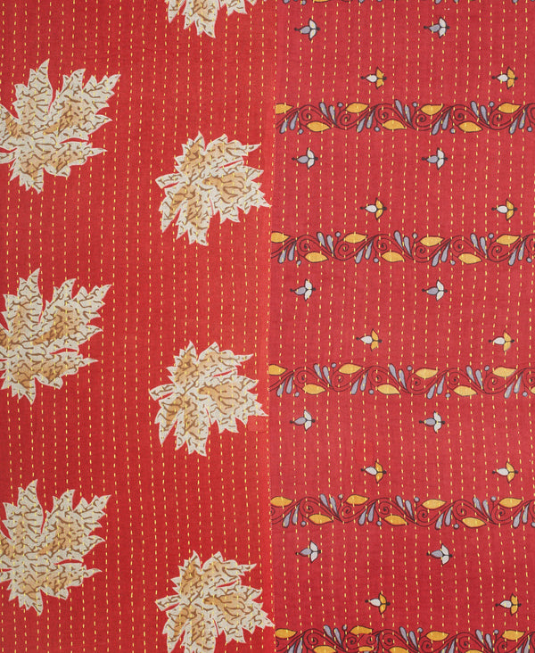 Contrasting leaf and small floral print small quilt throw 