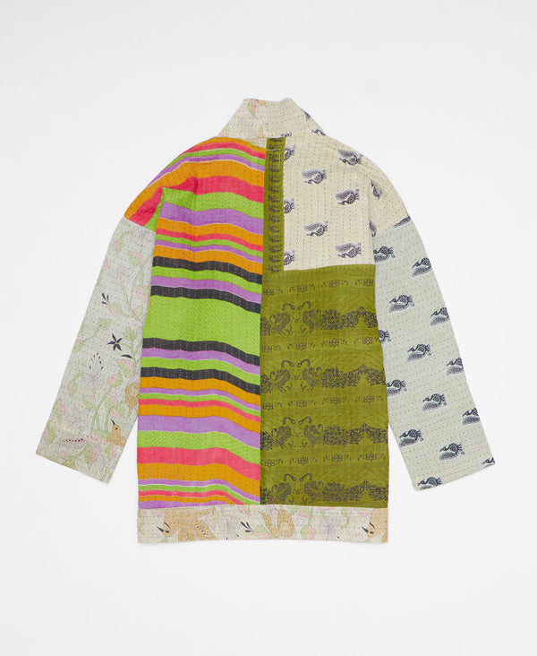 Multi print artisan-made jacket created with upcycled vintage saris 