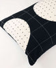 Hand-stitched lumbar pillow with grid pattern and tiny french dot embroidery