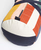 exterior slip pockets on barrel shaped weekender duffel bag in multi-checkered rainbow design by Anchal