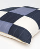 organic cotton embroidered plaid patchwork euro sham in navy blue