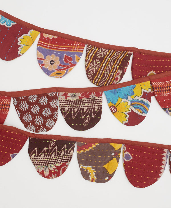 eco-friendly party bunting handmade by women artisans using scraps of recycled vintage cotton saris