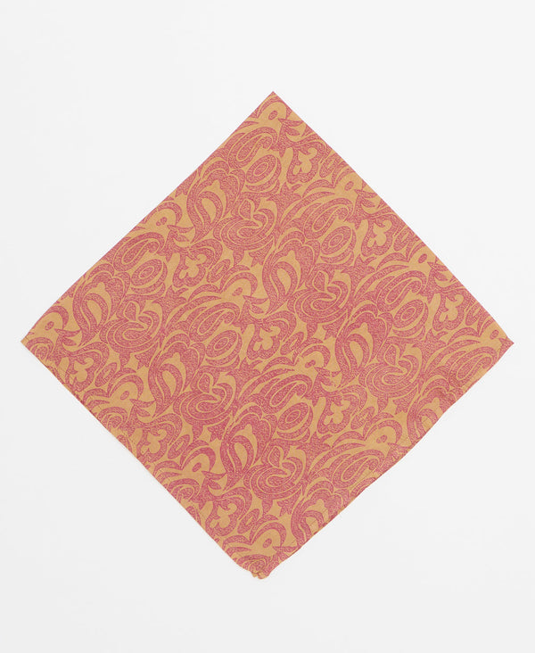 Beige and red printed silk bandana 