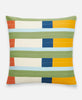 red, green, blue, and yellow stamp striped throw pillow by Anchal Project