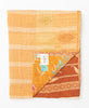 vintage kantha quilt in twin size with subtle mustard and orange
