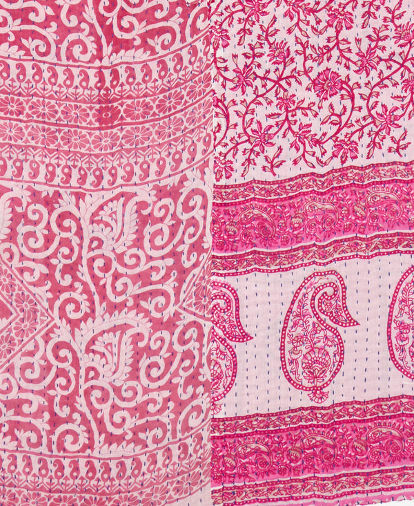 pink paisley sustainably made vintage kantha quilt throw 
