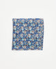 royal blue vintage silk pocket square with blue and brown flowers