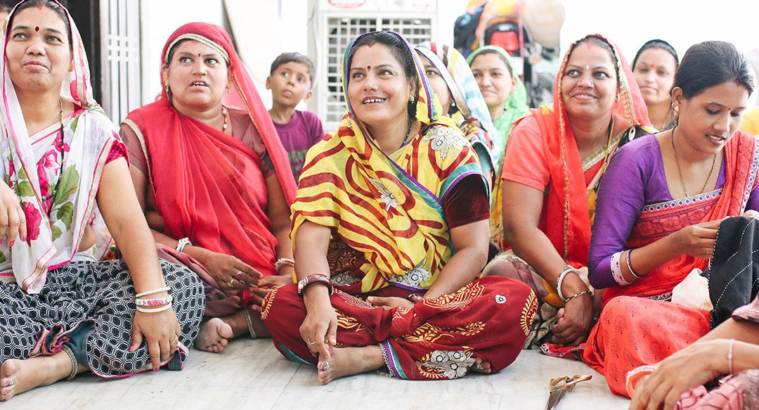 A group of Anchal's artisans gathered at a workshop on becoming strong leaders