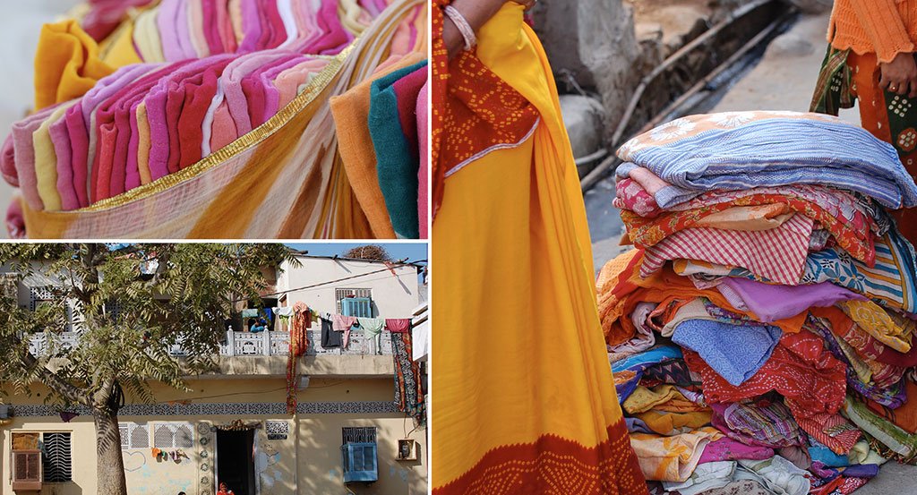 The steps taken to hand craft Anchals quilts from vintage saris all the way to your front door
