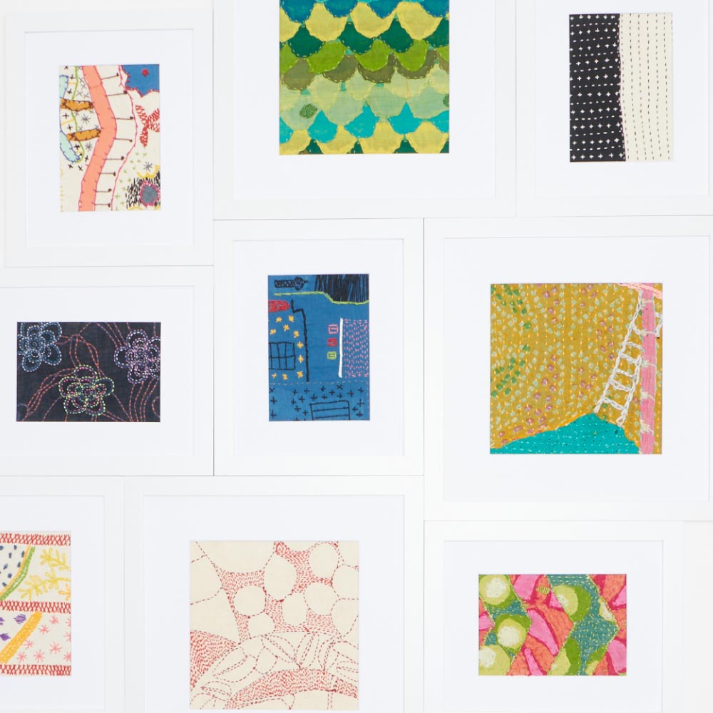 one-of-a-kind framed textile artwork handmade by women artisans in India