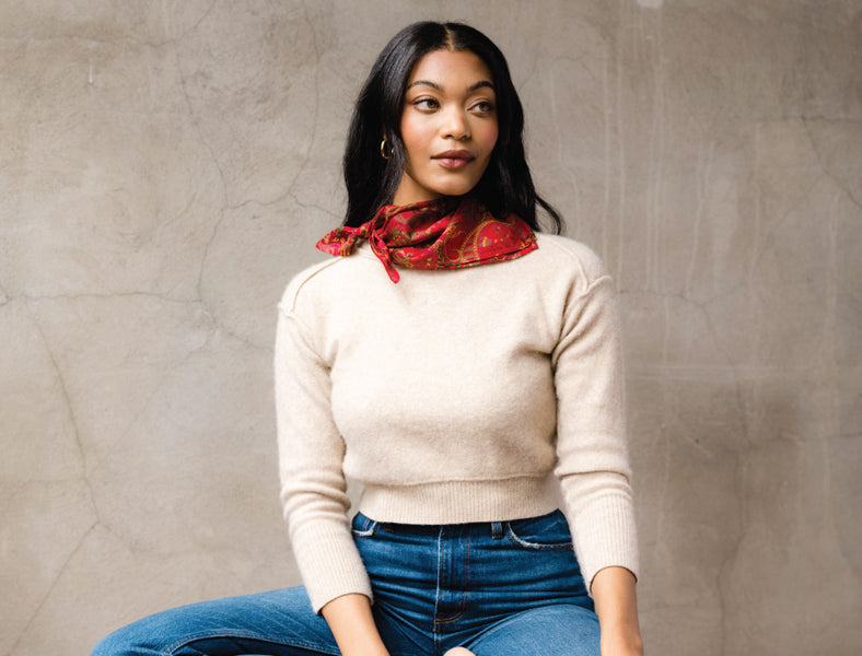 Silk scarf with turtleneck store