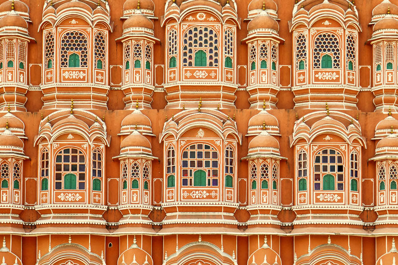 building detail on palace in Jaipur's Pink City