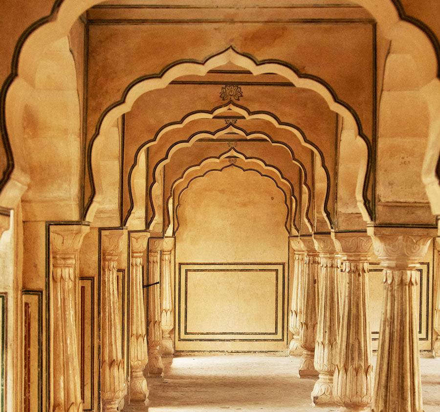 beautiful stone archways in Indian architecture in Jaipur, India