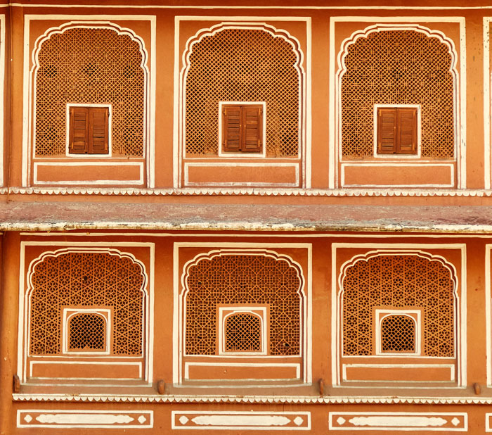 jali screens in Indian architecture and intricate arched doorways