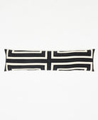 long lumbar pillow in black and white geometric pattern finishing with white embroidery