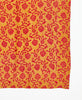 fair trade red and orange floral square scarf handmade by women artisans using 2 layers of recycled vintage cotton saris