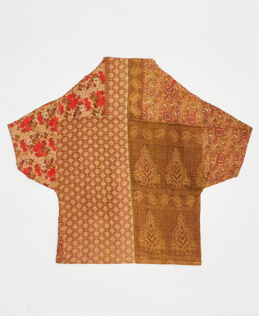 one-of-a-kind cocoon quilted jacket made from upcycled vintage cotton saris