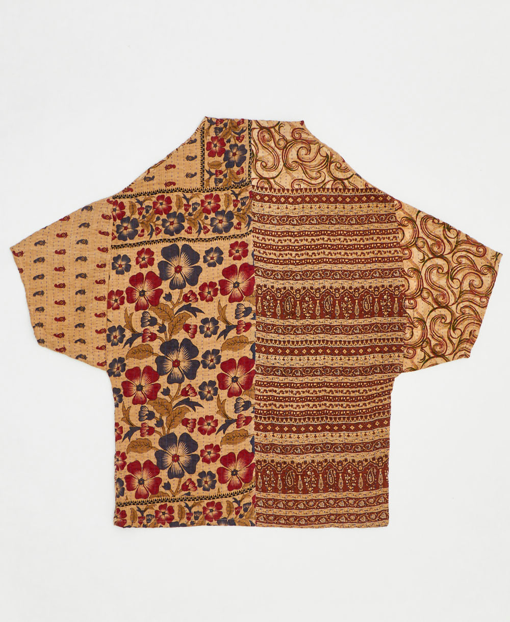 one-of-a-kind cocoon quilted jacket made from upcycled vintage cotton saris