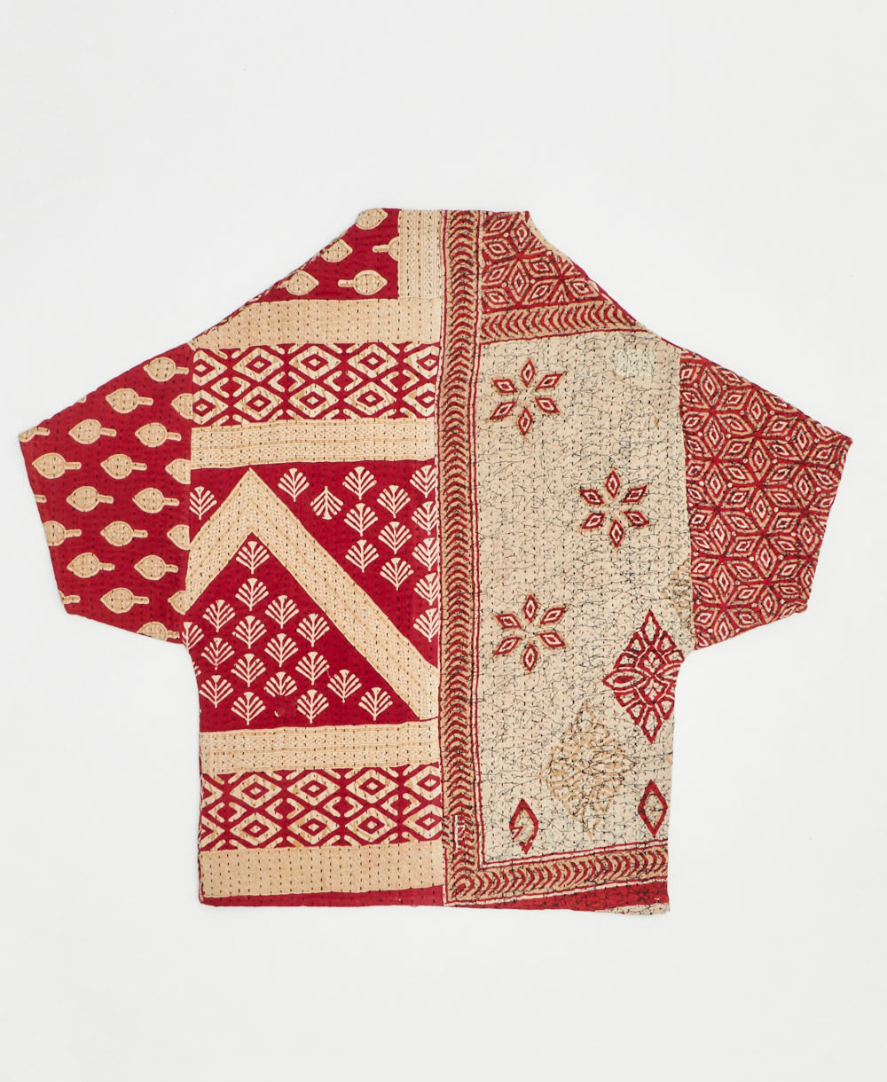 one-of-a-kind cocoon quilted jacket made from upcycled vintage cotton saris