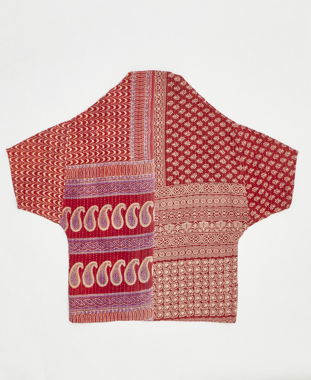 one-of-a-kind cocoon quilted jacket made from upcycled vintage cotton saris