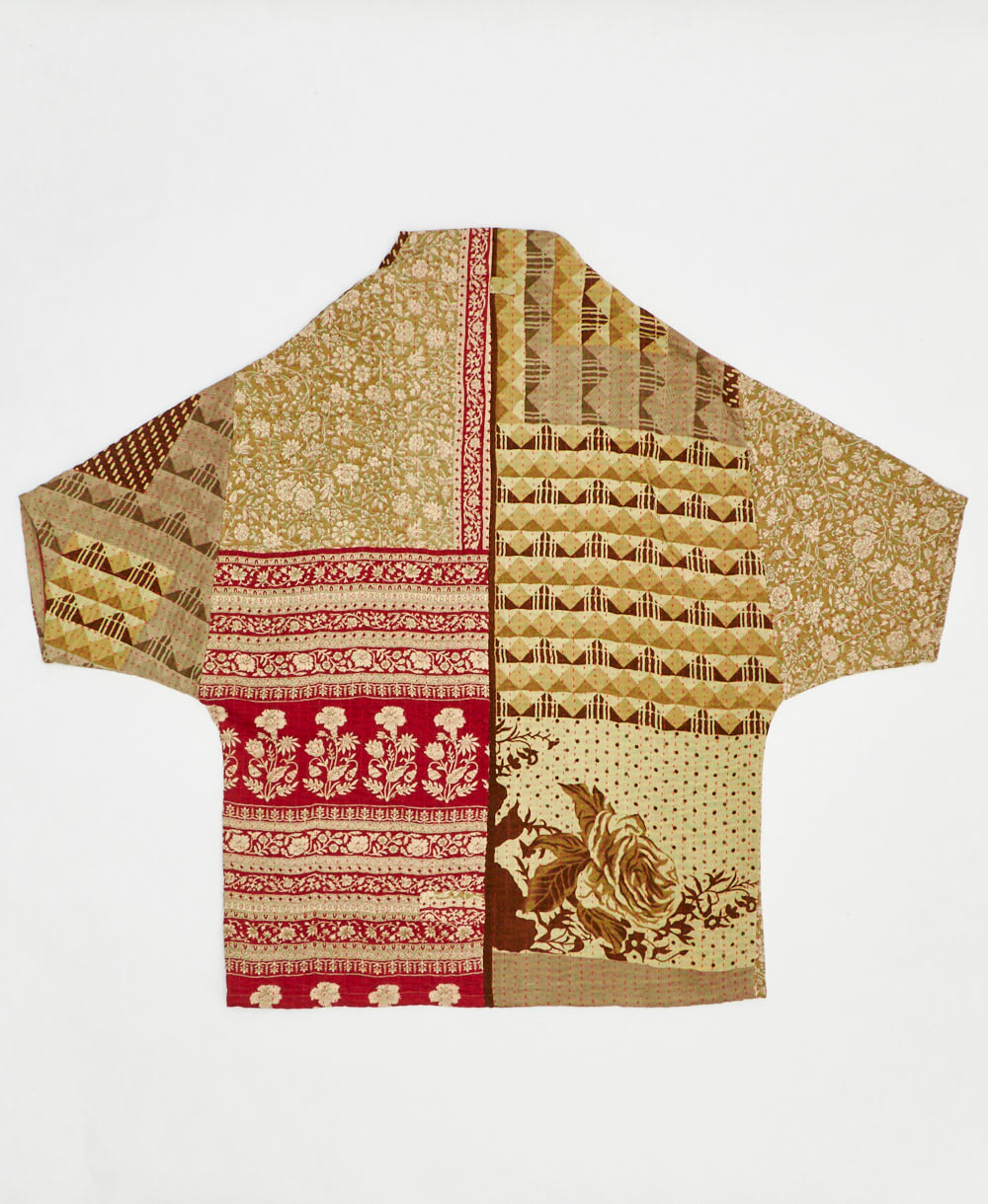 one-of-a-kind cocoon quilted jacket made from upcycled vintage cotton saris