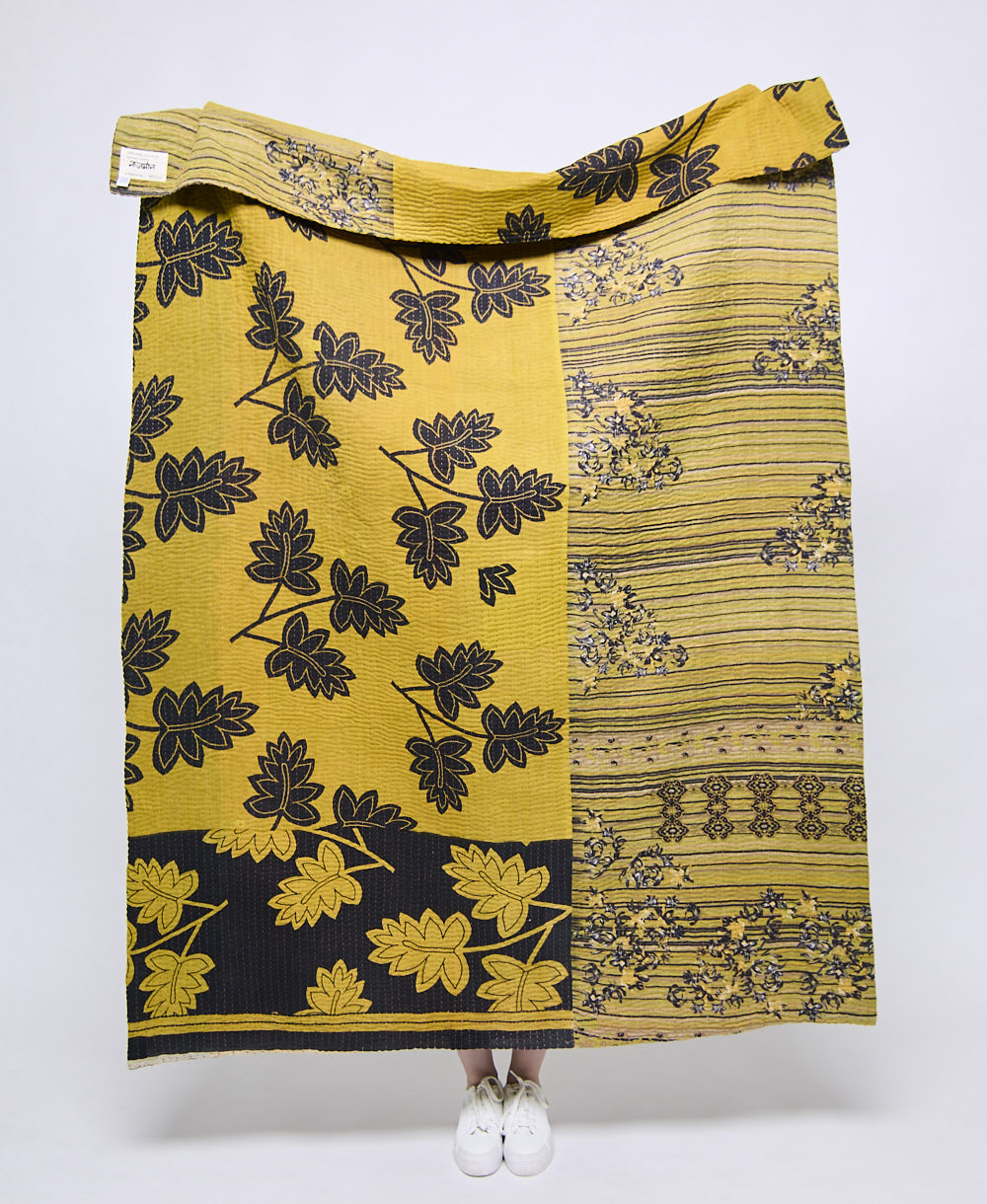 Artisan made kantha quilt throw  