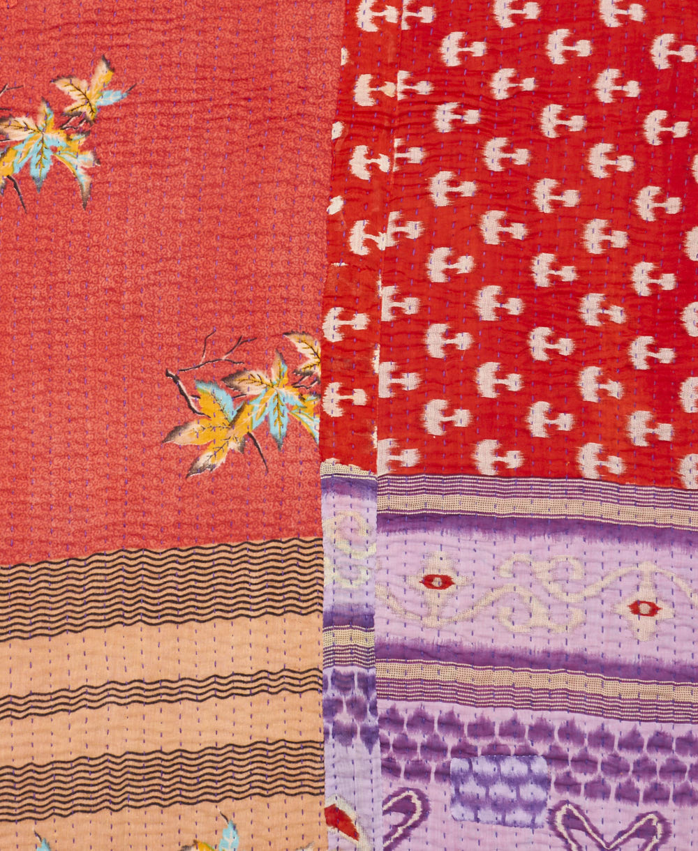 Kantha quilt throw made of recycled vintage saris