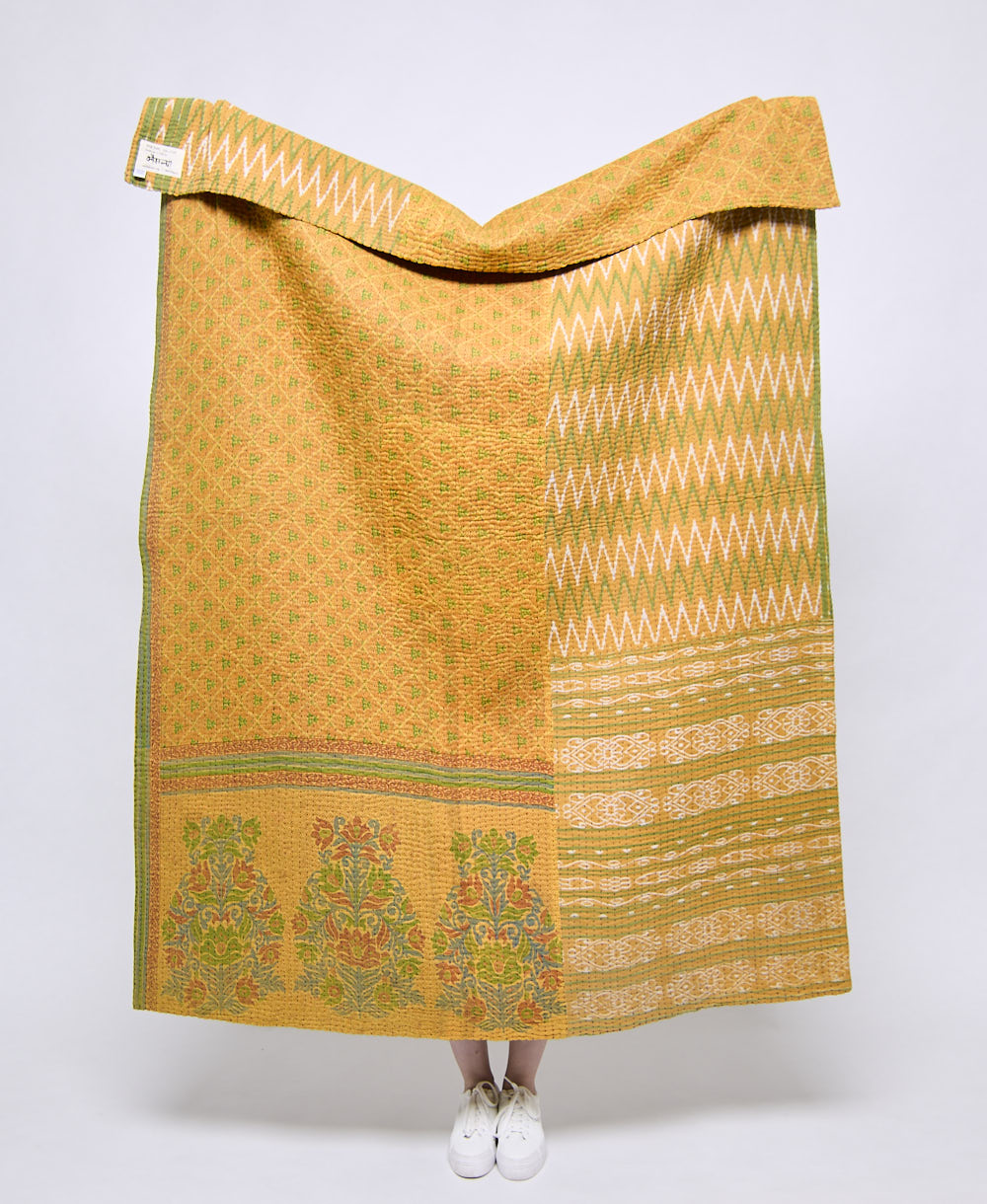 Artisan made kantha quilt throw  