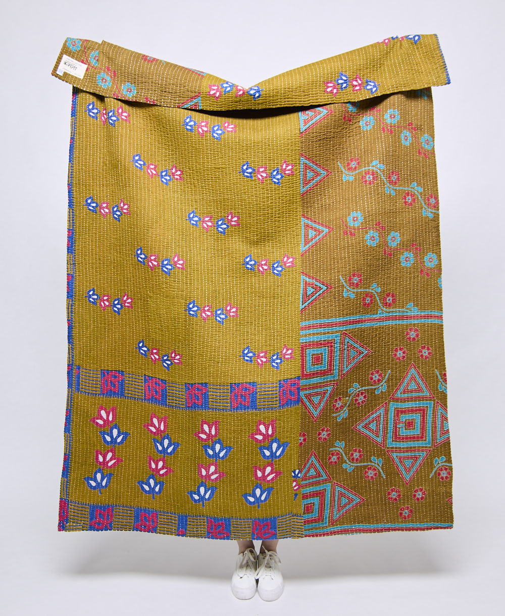Artisan made kantha quilt throw  