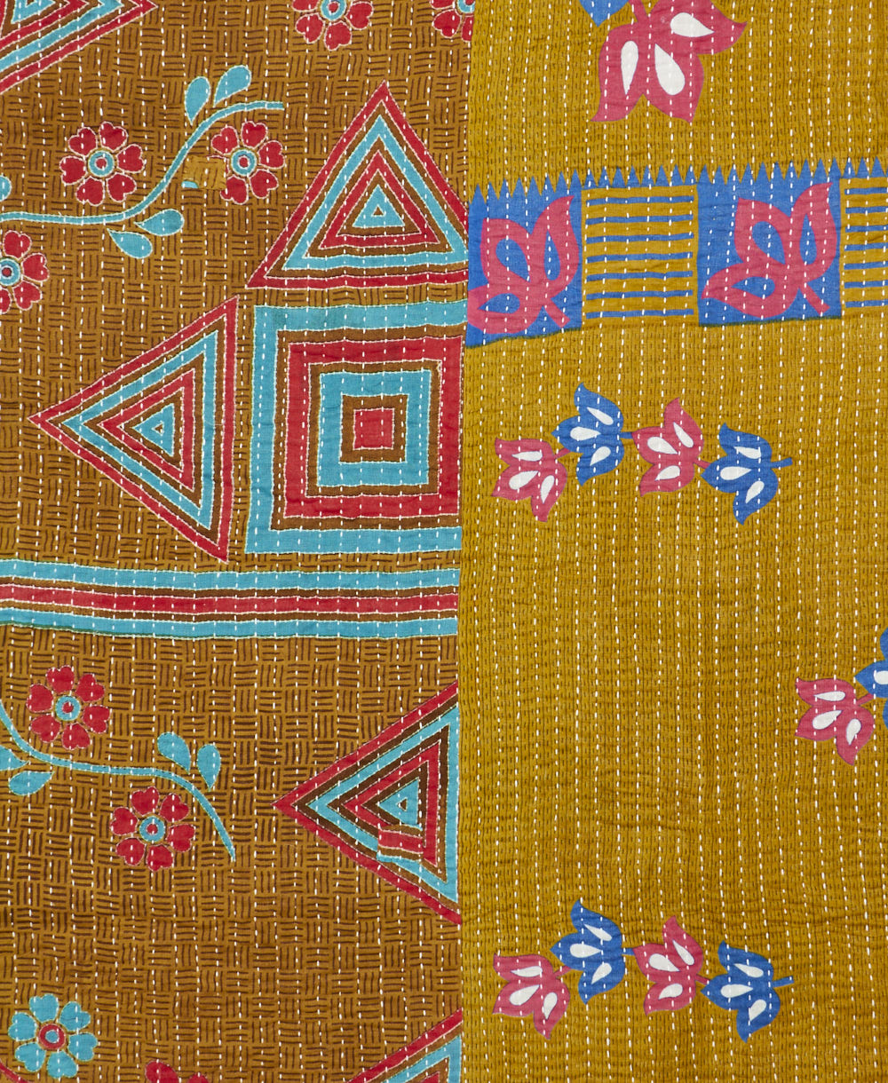 Kantha quilt throw made of recycled vintage saris