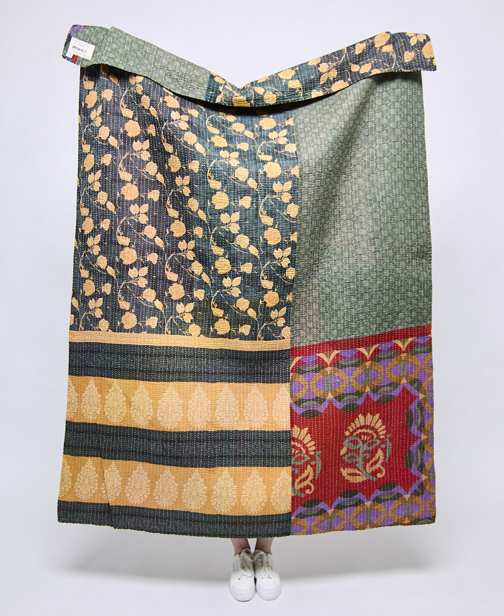Artisan made kantha quilt throw  
