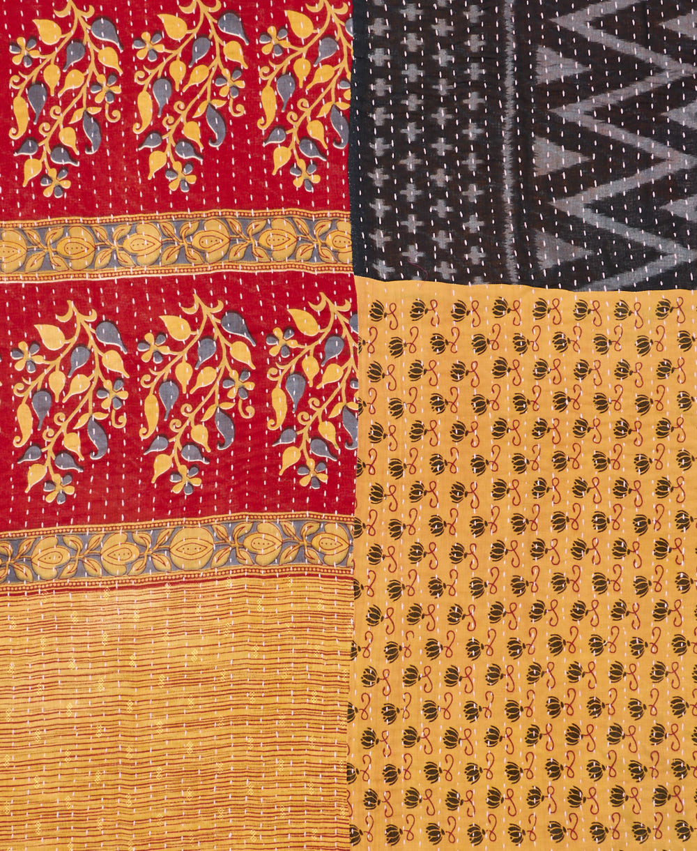 Kantha quilt throw made of recycled vintage saris