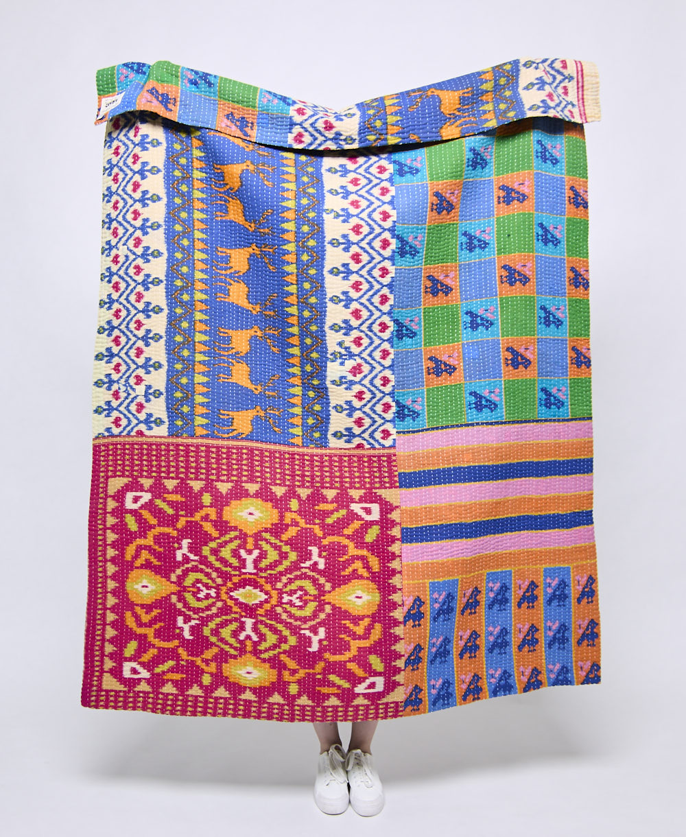 Artisan made kantha quilt throw  
