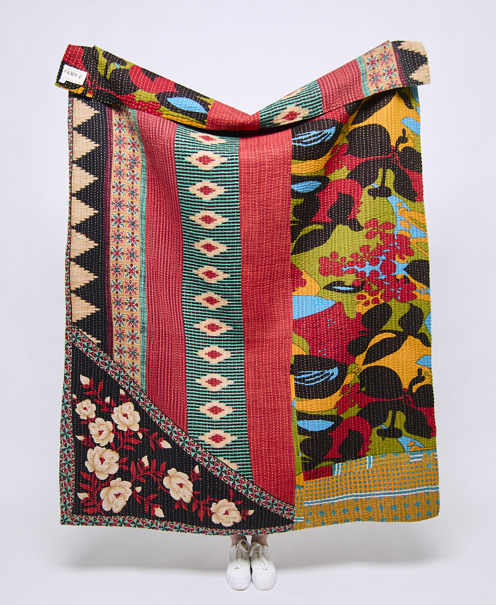 Artisan made kantha quilt throw  