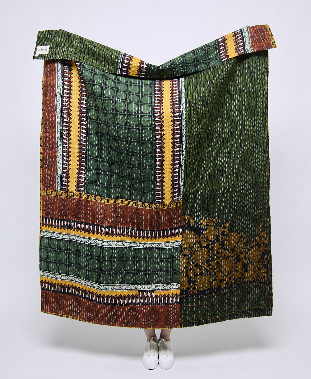 Artisan made kantha quilt throw  