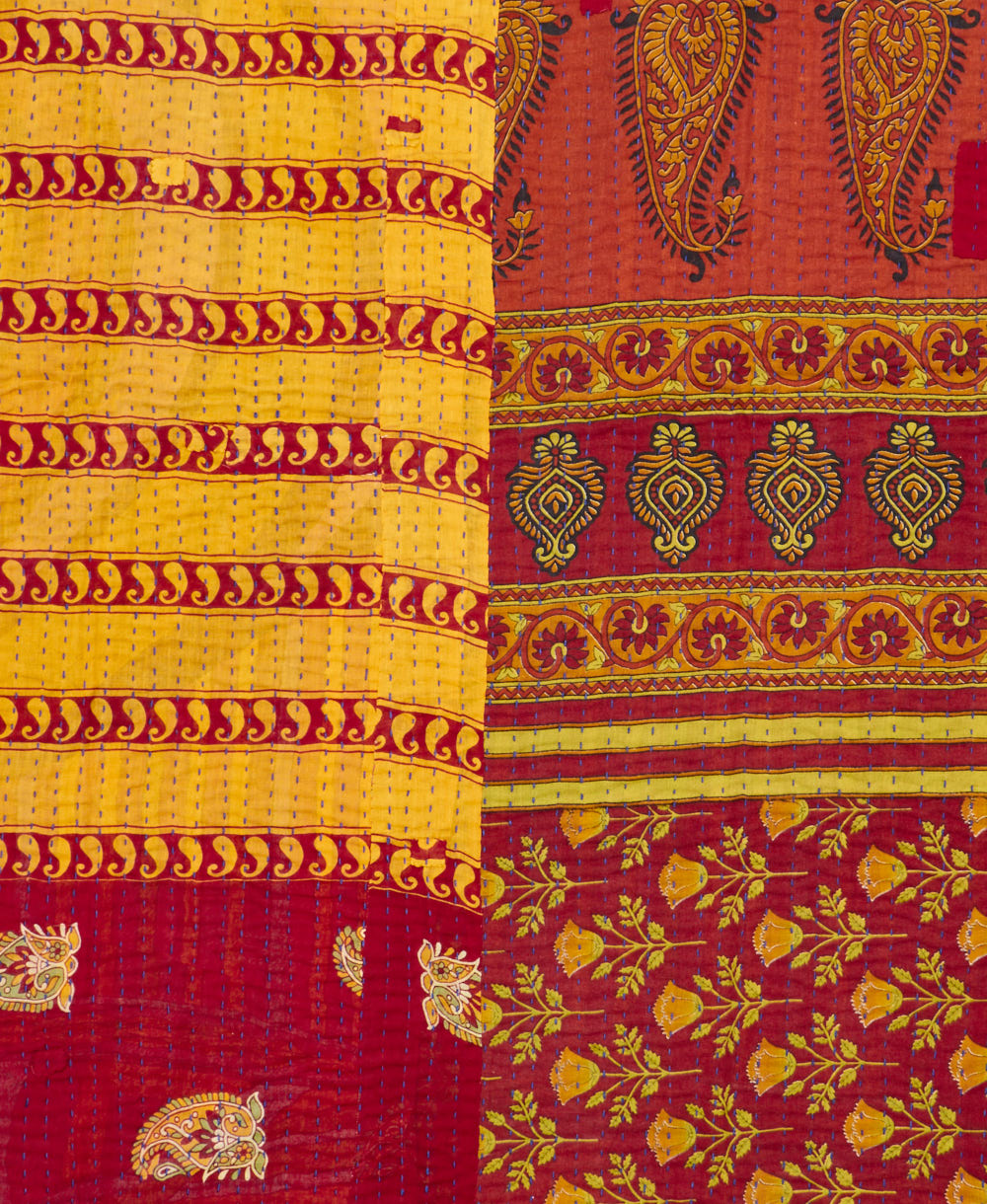 Kantha quilt throw made of recycled vintage saris