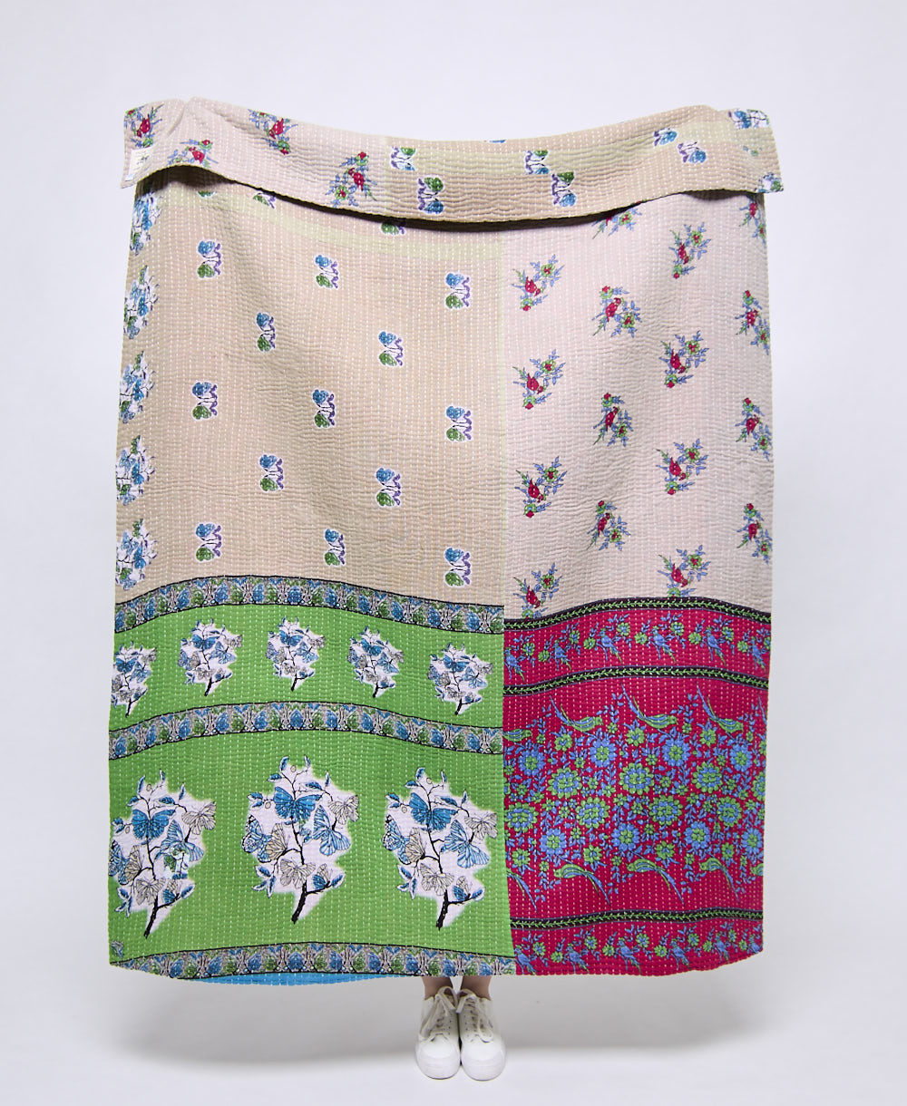 Artisan made kantha quilt throw  