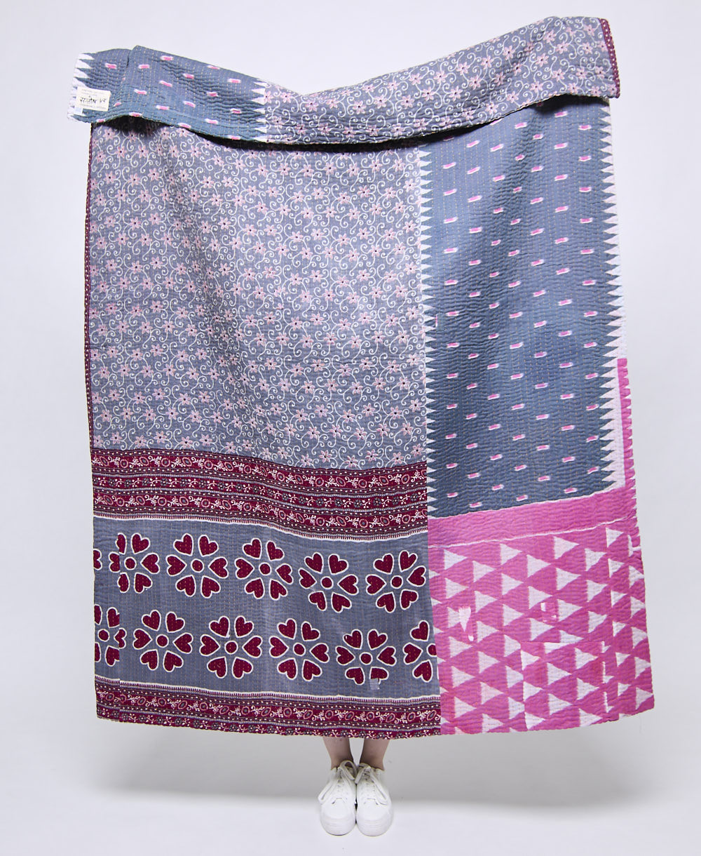 Artisan made kantha quilt throw  
