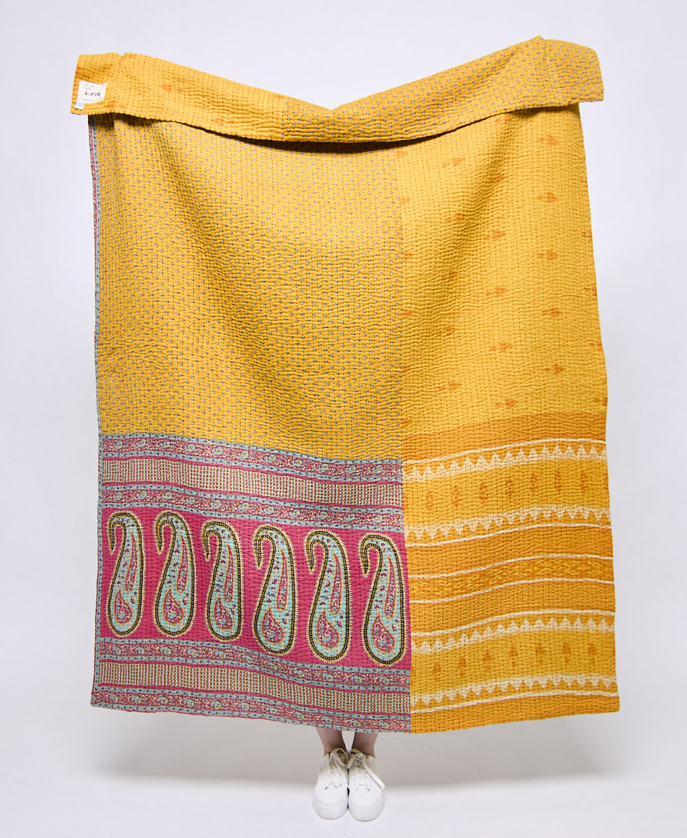 Artisan made kantha quilt throw  