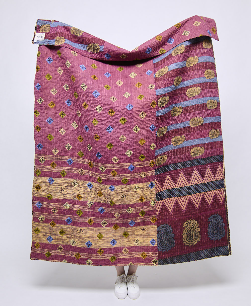Artisan made kantha quilt throw  
