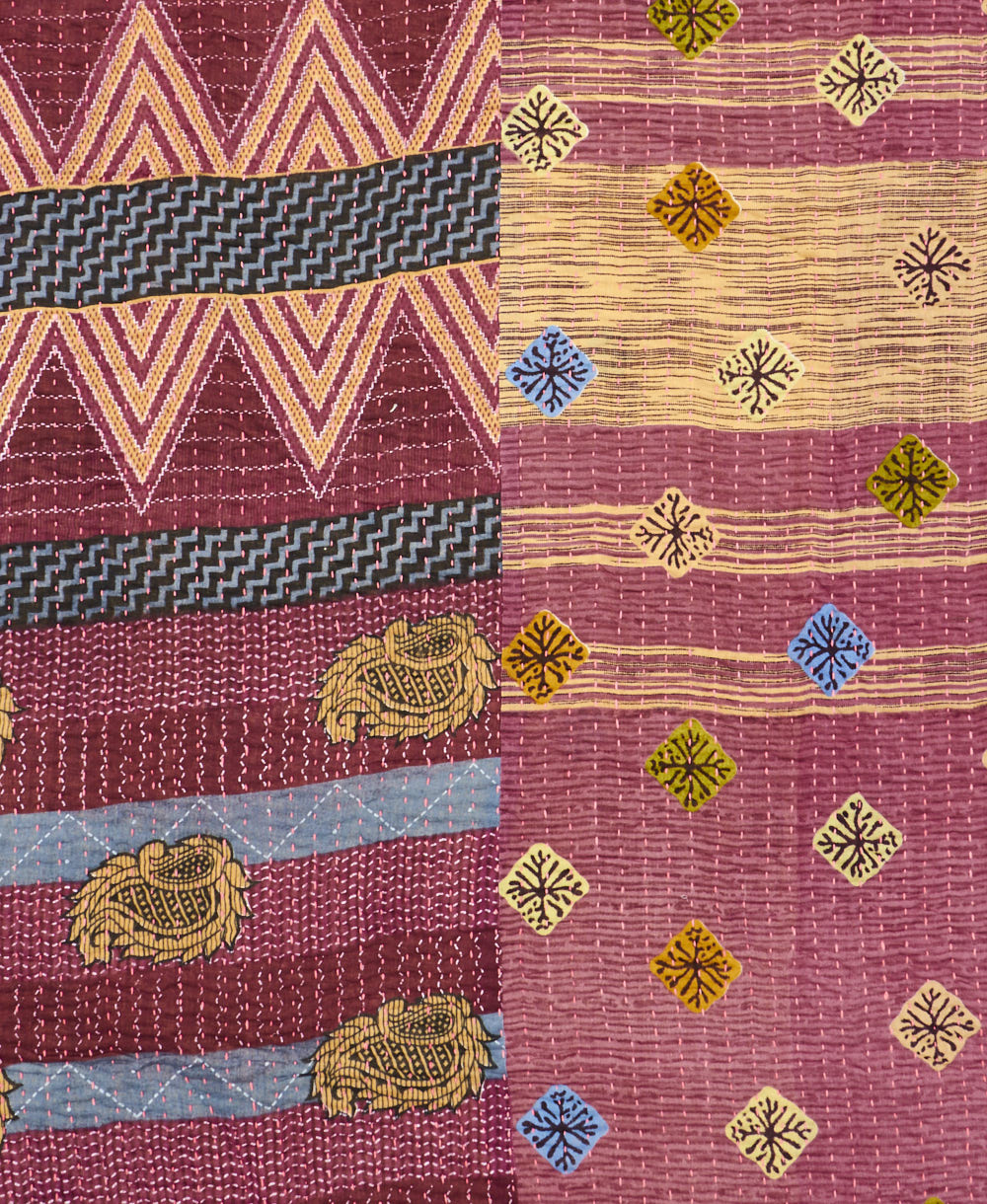 Kantha quilt throw made of recycled vintage saris
